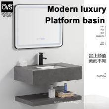 Wall-Mounted Ceramic Wash Basins Bathroom Cabinets with Slate Counters Bathroom Vanity